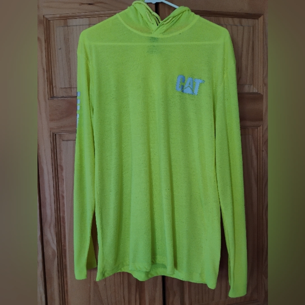 Caterpillar Men's High Visibility Yellow Cat Long Sleeve T-shirt Hoodie
